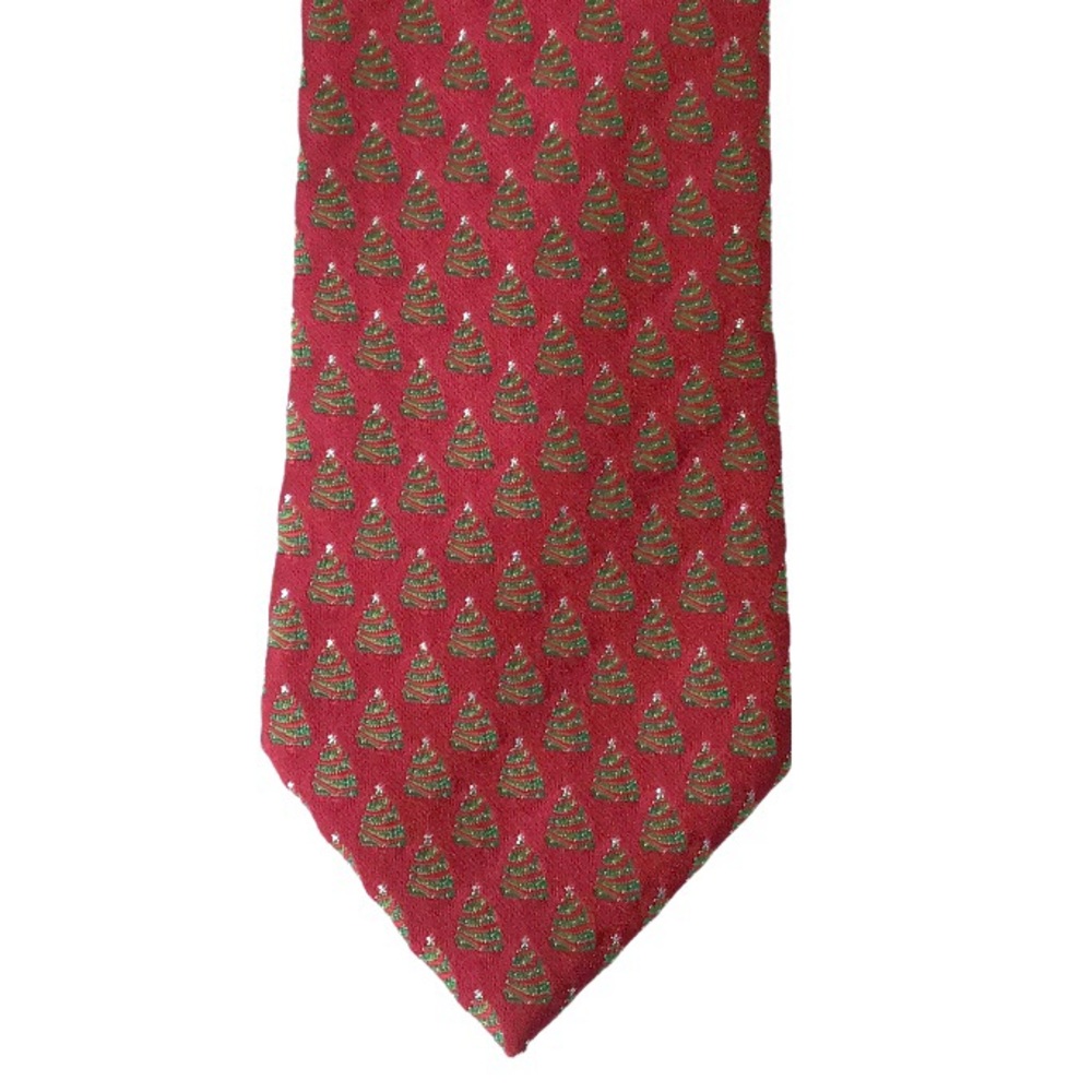 Noel Holiday Collection Tie Mens Necktie Red Christmas Tree Print
